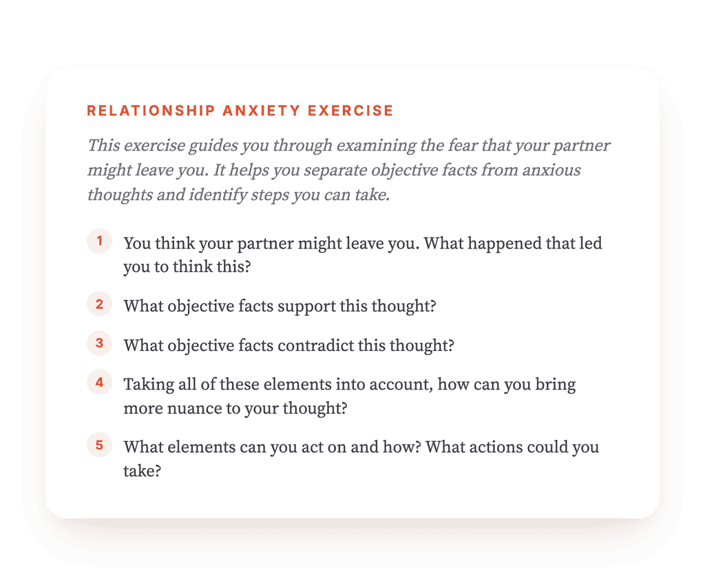 Fear of Partner Leaving: A Guided Cognitive Restructuring Exercise