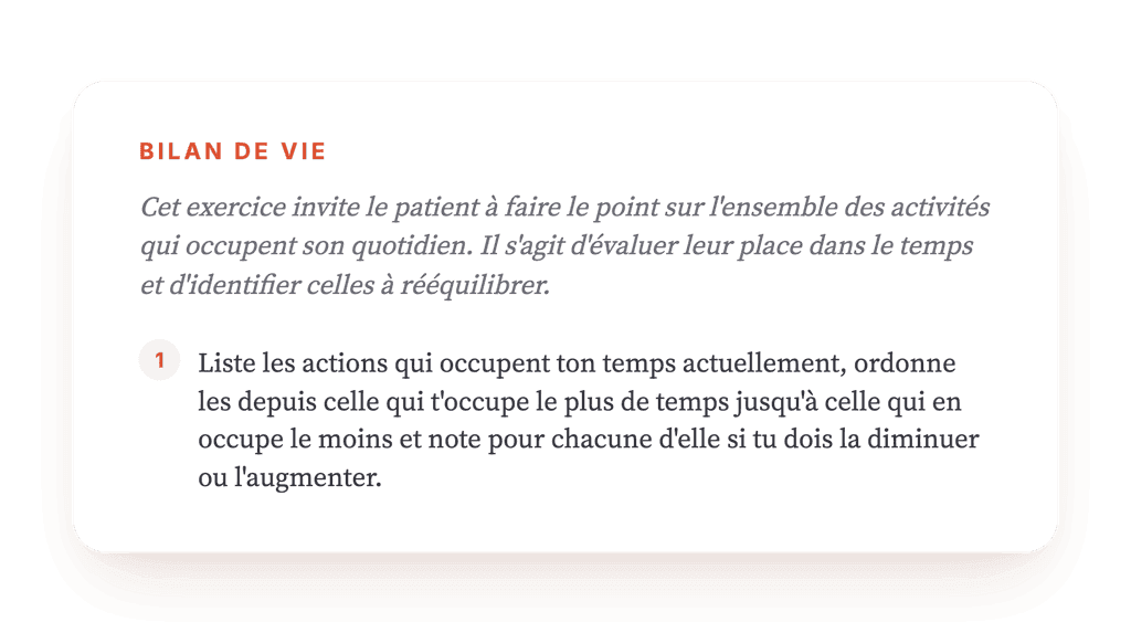 Inventaire des activités : rééquilibrer le temps en thérapie