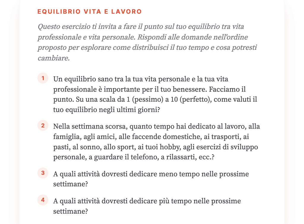 Equilibrio vita-lavoro: un esercizio clinico strutturato