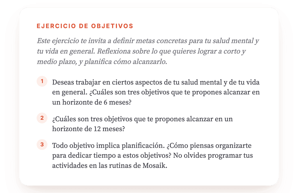 Fijar objetivos a 6 y 12 meses: ejercicio clínico guiado