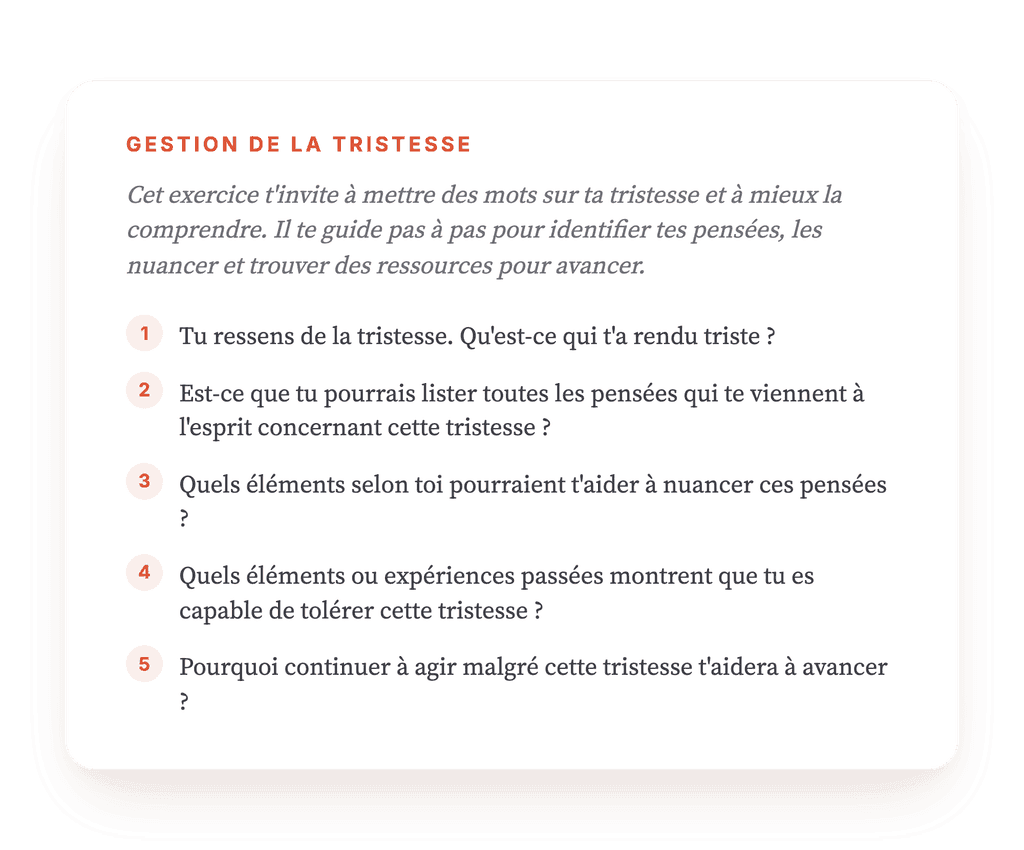 Tristesse : exercice guidé de restructuration cognitive