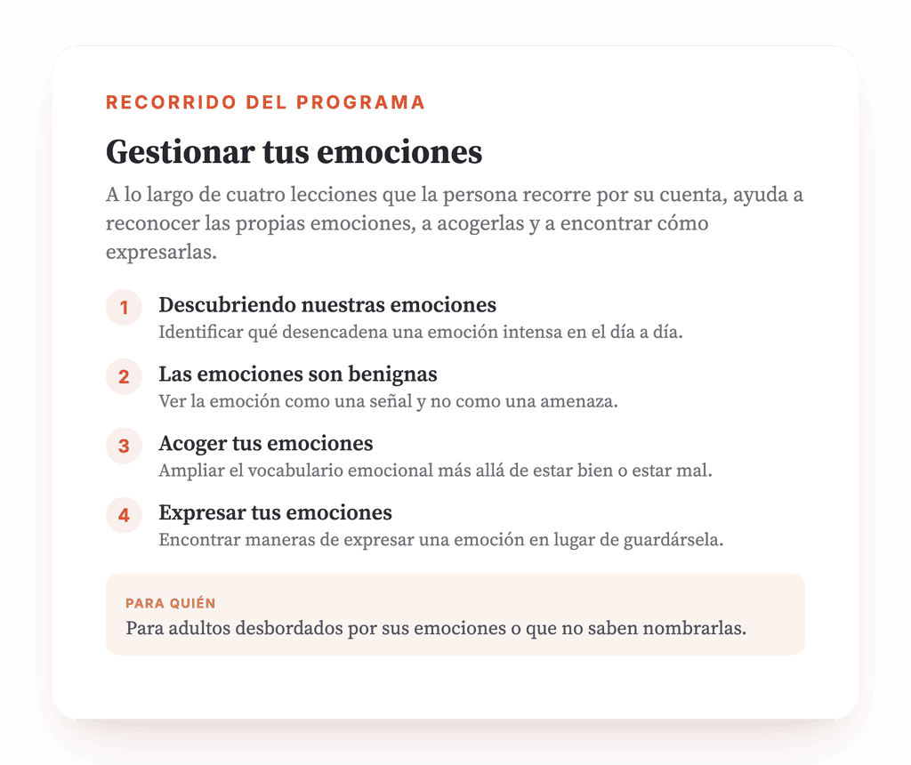 Gestión emocional: programa de psicoeducación clínica en 4 lecciones