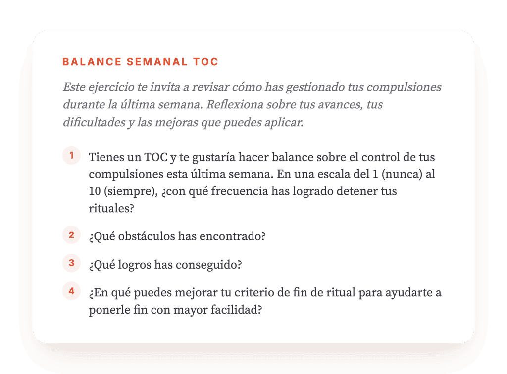Balance semanal del TOC: ejercicio clínico guiado para compulsiones