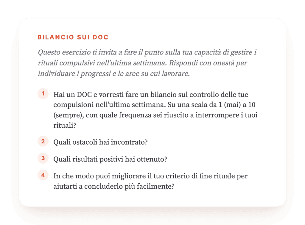Bilancio settimanale del DOC: monitorare le compulsioni