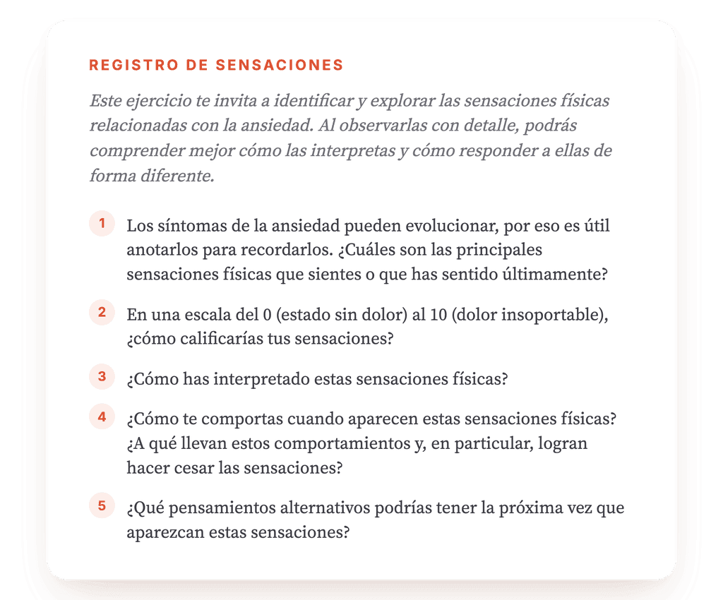 Sensaciones físicas de la ansiedad: ejercicio clínico guiado