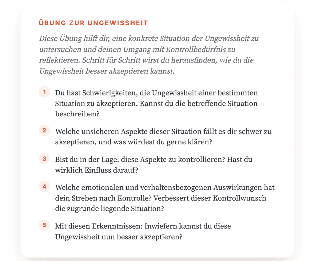 Intoleranz gegenüber Ungewissheit: eine geführte Übung