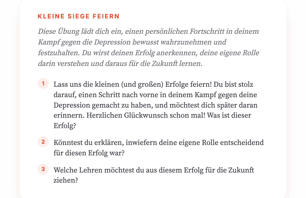 Kleine Siege bei Depression: Fortschritt therapeutisch verankern