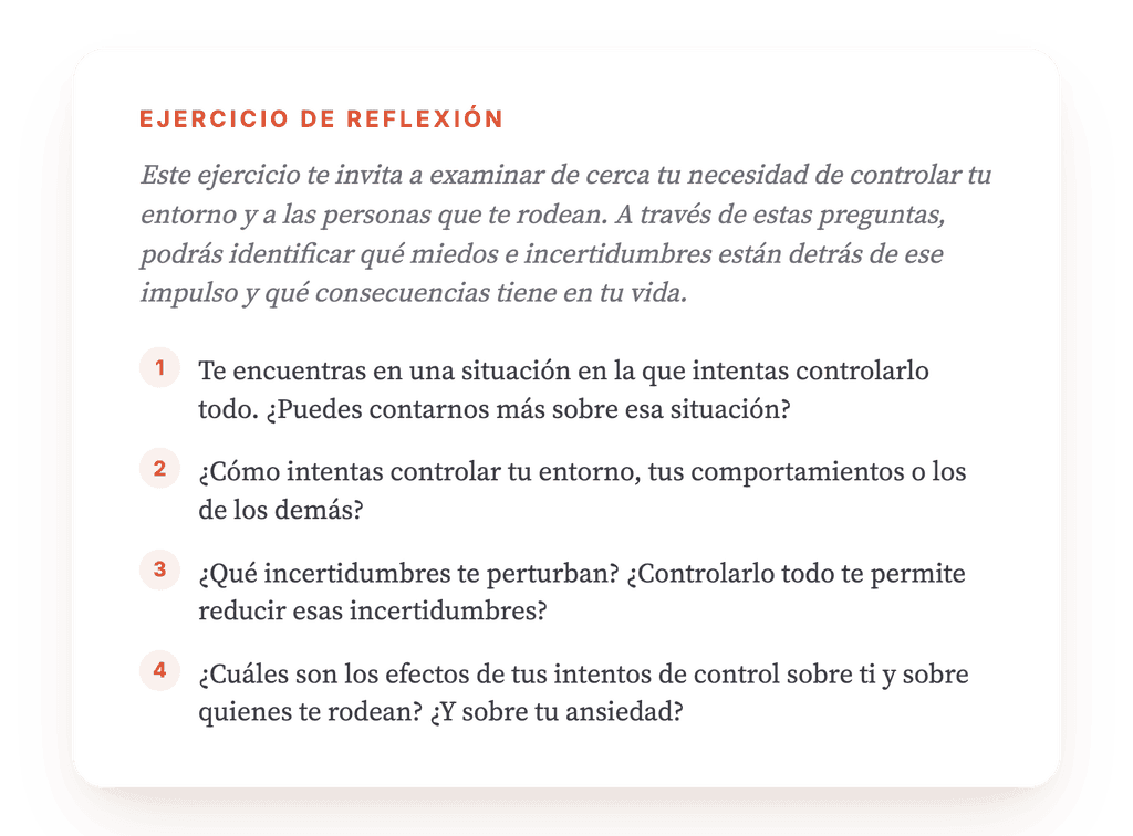 Ejercicio clínico sobre la necesidad de controlarlo todo