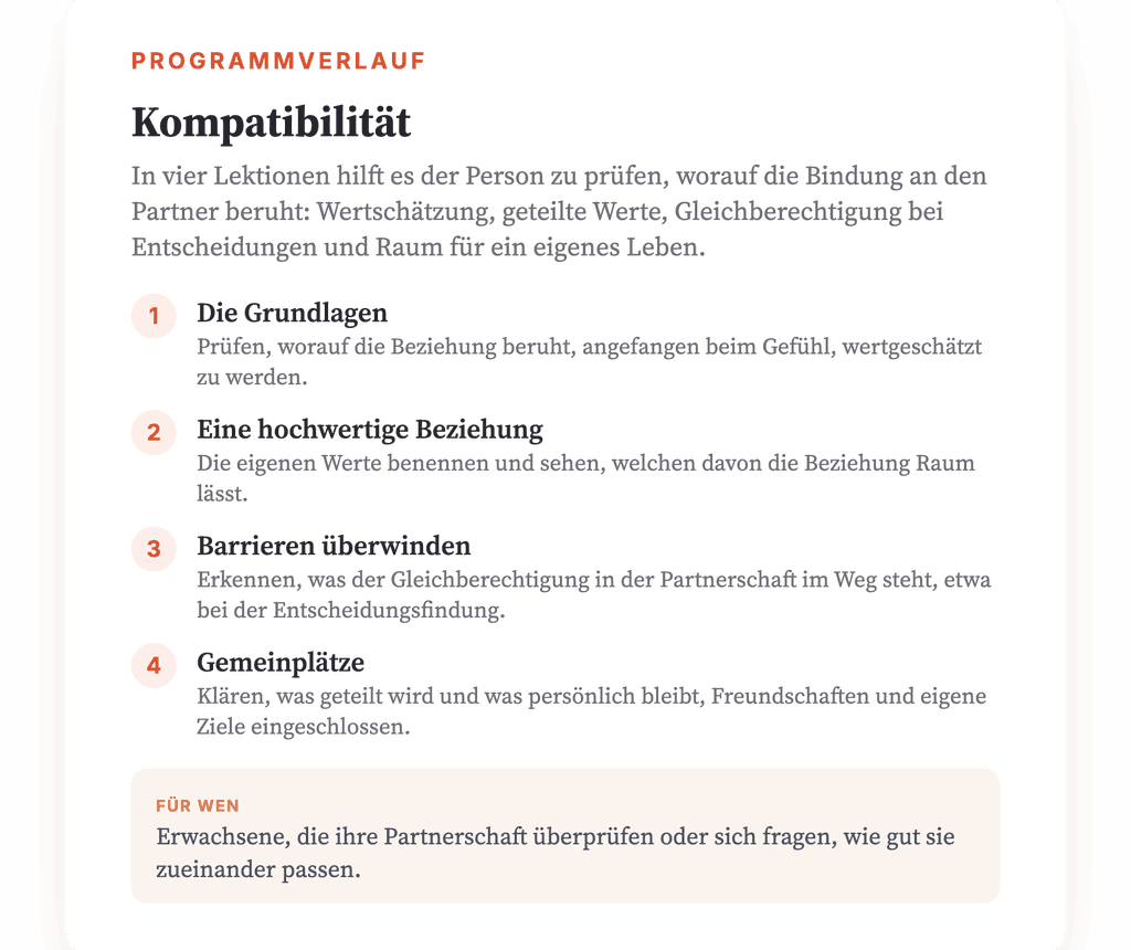 Kompatibilität in der Partnerschaft: Psychoedukationsprogramm