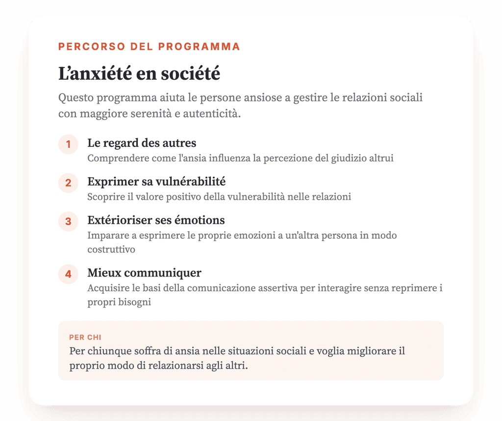 Ansia sociale e relazioni: programma psicoeducativo