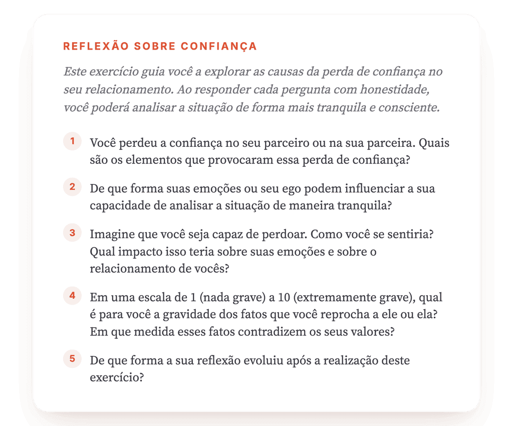 Perdi a Confiança no Parceiro: Exercício Clínico para Sessão