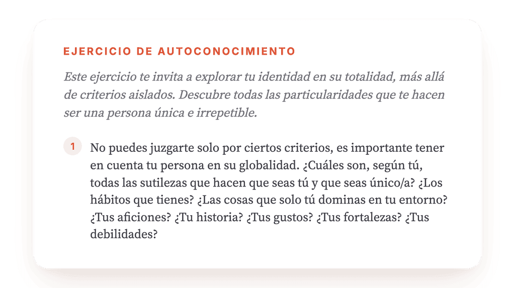 ¡Soy único! Ejercicio clínico para la identidad y la autoestima