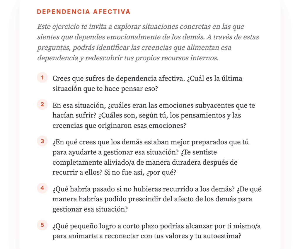 Dependencia afectiva: un ejercicio clínico guiado para sesión