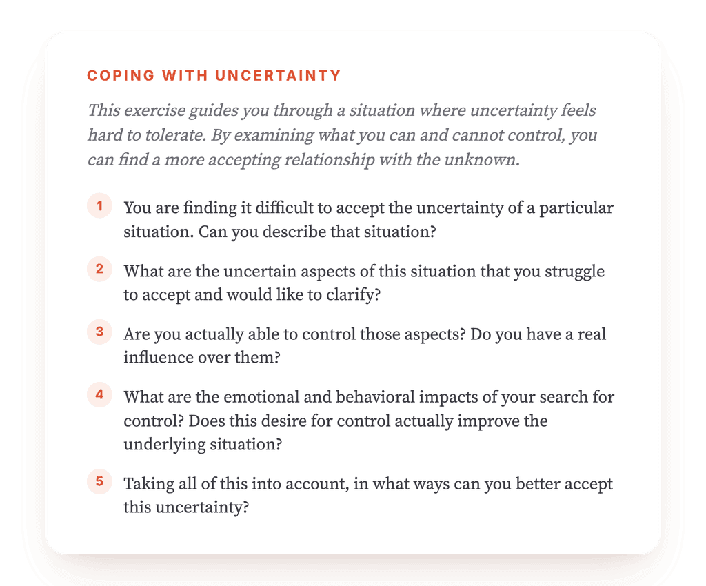 Intolerance of Uncertainty: A Guided Clinical Exercise