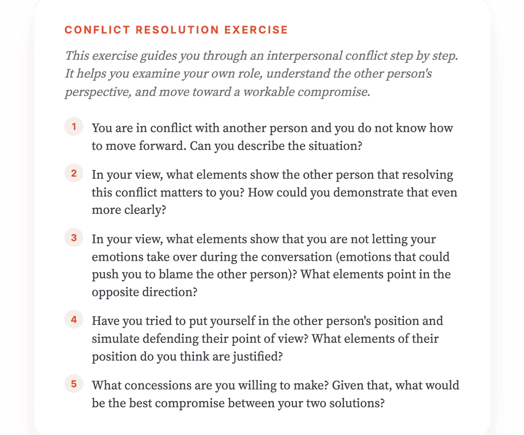 Interpersonal Conflict Resolution: A Guided Clinical Exercise