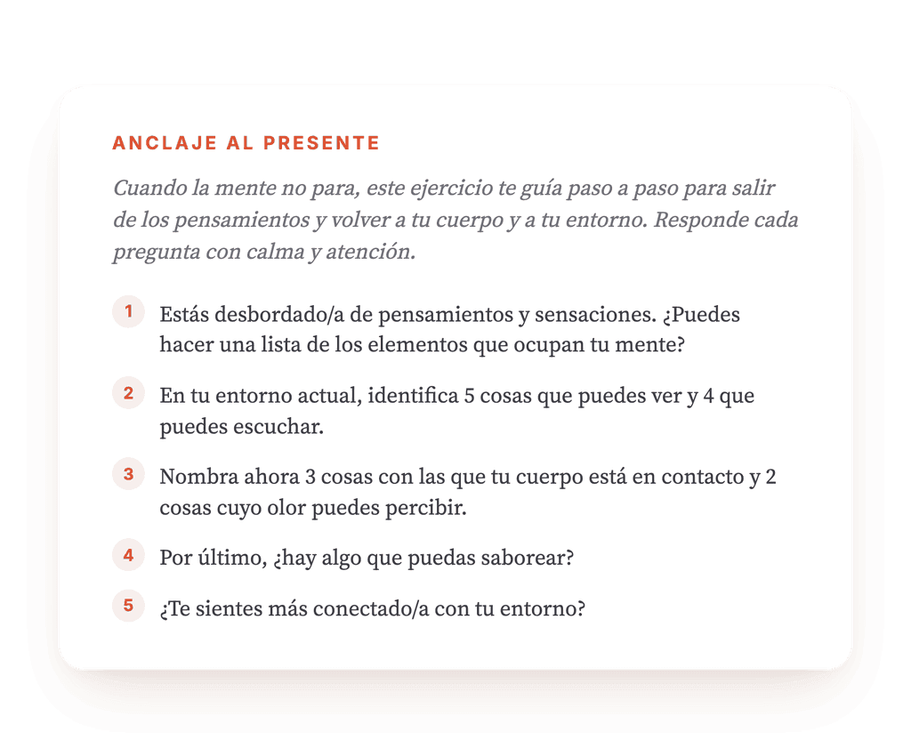 Anclaje sensorial: ejercicio para salir del bucle mental